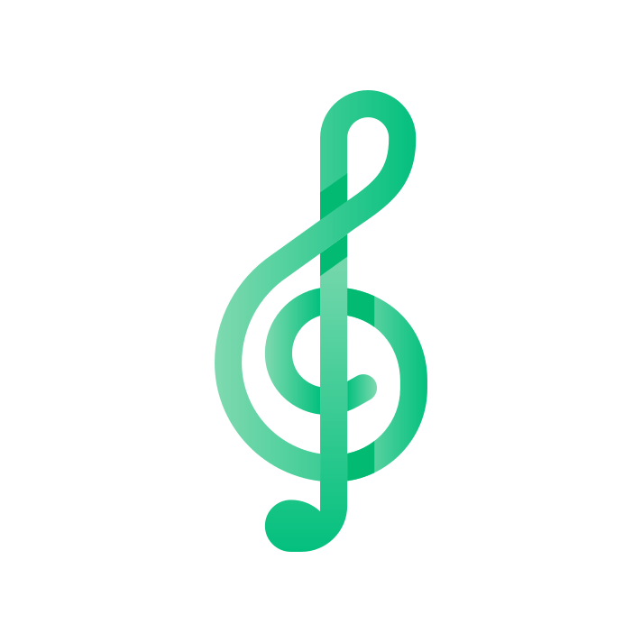 Grüner Violinschlüssel (Notenschlüssel) im modernen flachen Design-Stil